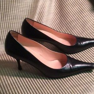 Prada black leather heels
